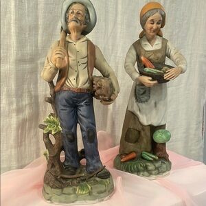 Charming Farmer and Gardener Figurine Set - Multicolor